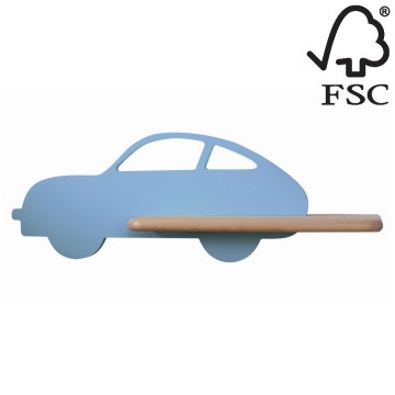 Applique murale pour enfants avec une étagère CAR LED/5W/230V bleu/bois - certifié FSC