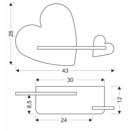 Applique murale pour enfants avec une étagère HEART LED/5W/230V rose/blanc/bois - certifié FSC