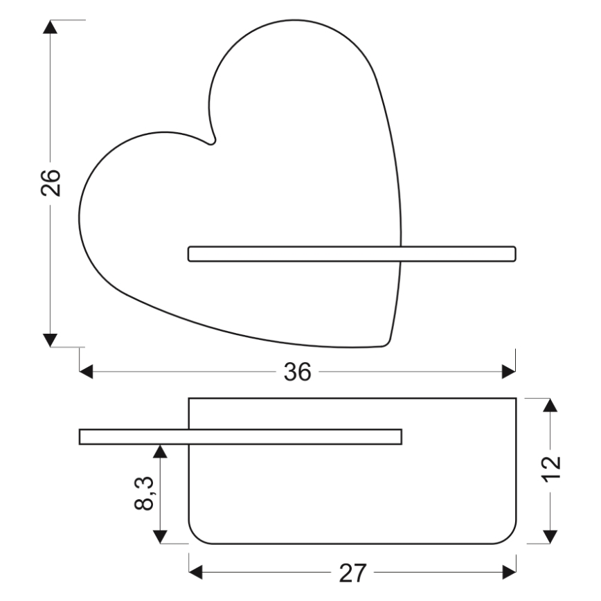 Applique murale pour enfants avec une étagère HEART LED/5W/230V rose/bois - certifié FSC