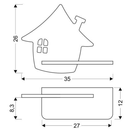 Applique murale pour enfants avec une étagère HOUSE LED/4W/230V vert/bois - certifié FSC