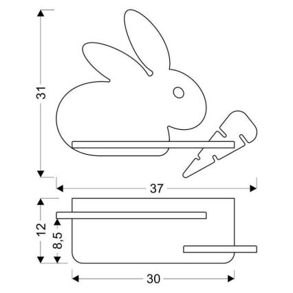 Applique murale pour enfants avec une étagère RABBIT LED/4W/230V gris/blanc/bois - certifié FSC