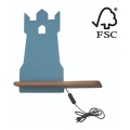 Applique murale pour enfants avec une étagère TOWER LED/4W/230V bleu/bois - certifié FSC