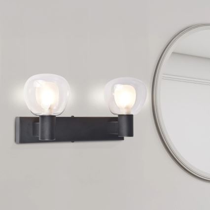 Applique murale pour salle de bains POLA 2xG9/5W/230V IP44 noire/transparente