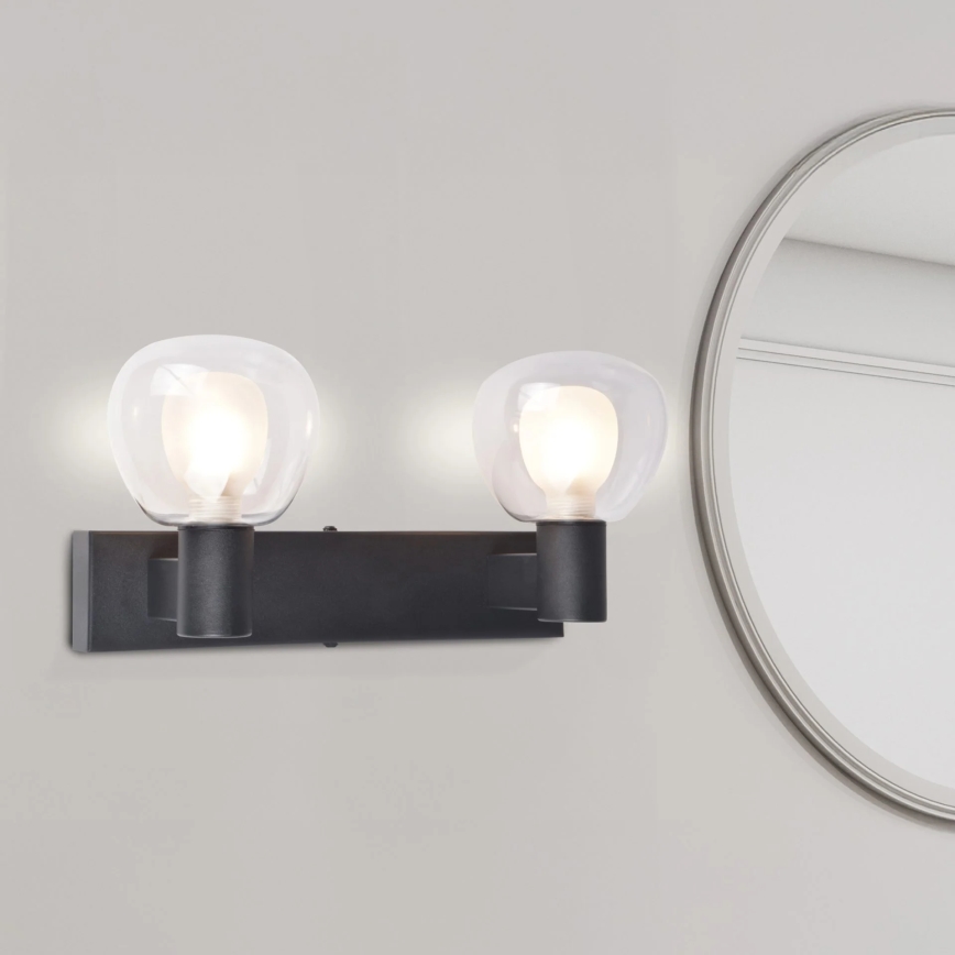 Applique murale pour salle de bains POLA 2xG9/5W/230V IP44 noire/transparente