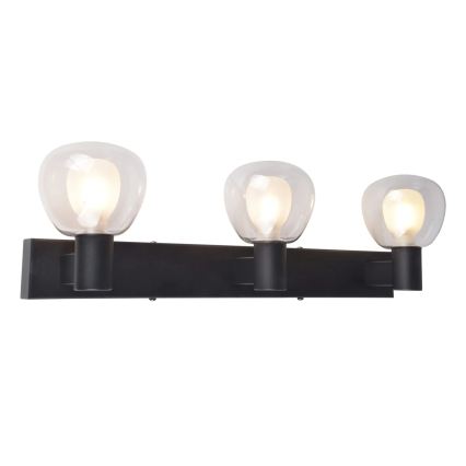 Applique murale pour salle de bains POLA 3xG9/5W/230V IP44, noire/verre transparent