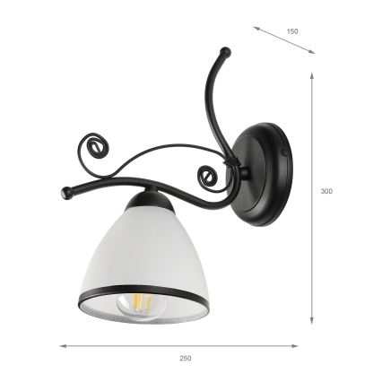 Applique murale RETRO 1xE27/60W/230V noire/blanche