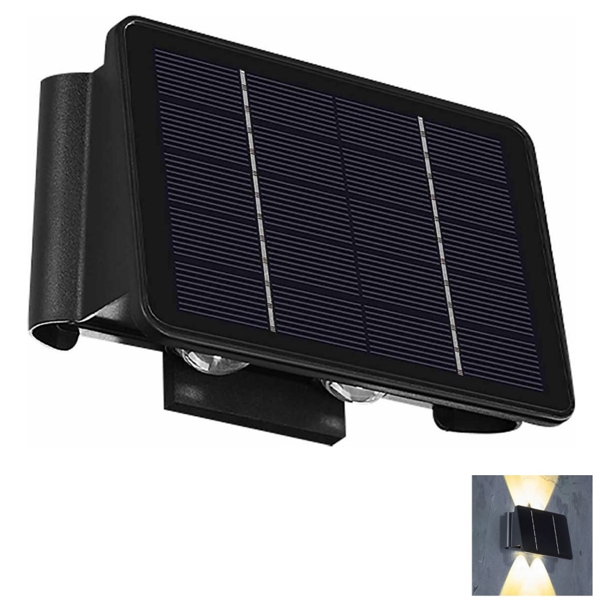 Applique murale solaire 4xLED/1,5W/3,7V 1500 mAh IP54 noir