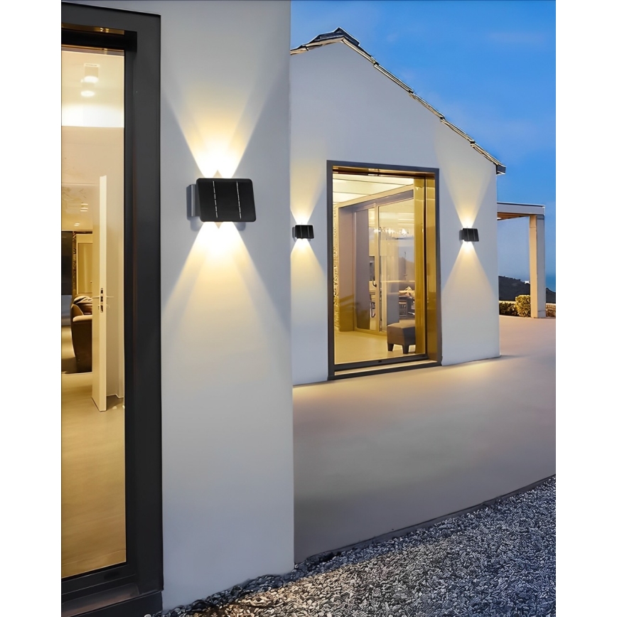 Applique murale solaire 4xLED/1,5W/3,7V 1500 mAh IP54 noir