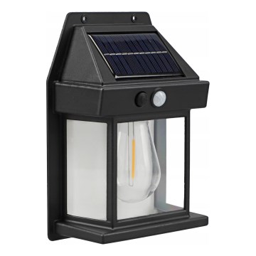 Applique murale solaire à LED avec capteur LED/3,7V 600 mAh IP44 noire