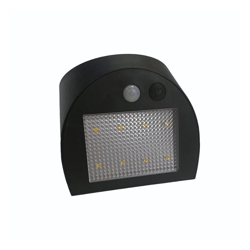 Applique murale solaire LED avec capteur — LED 3 W / 3,7 V / 3000/4000 K / 1200 mAh / IP54, noire