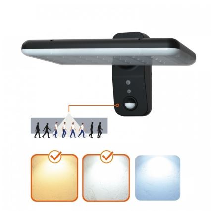 Applique murale solaire LED PHOENIX avec détecteur de mouvement LED/15W/3,2V 3000/4000K IP65 6000 mAh
