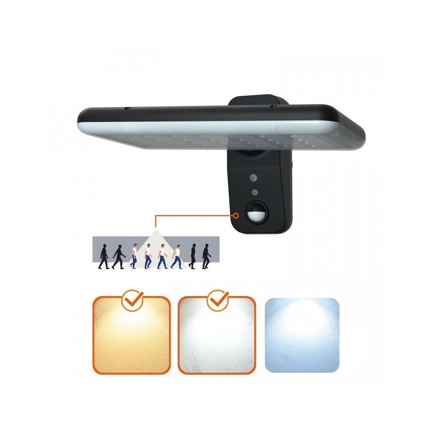 Applique murale solaire LED PHOENIX avec détecteur de mouvement LED/15W/3,2V 3000/4000K IP65 6000 mAh