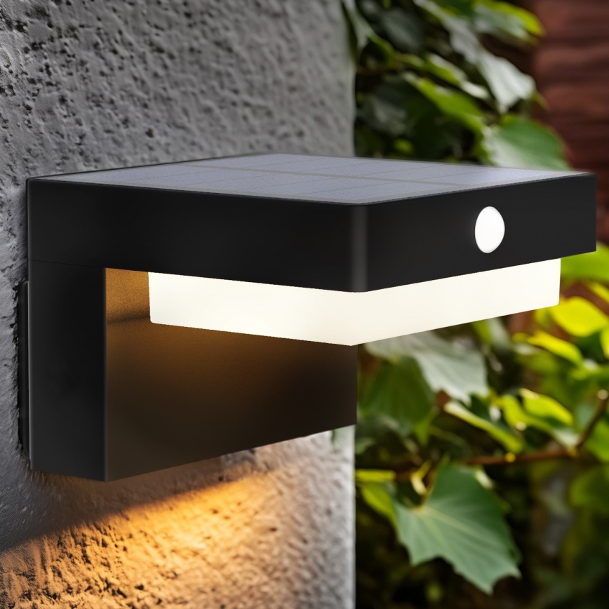 Applique murale solaire avec détecteur de mouvement et de crépuscule PALERMO LED/5W/3,7V 2000 mAh IP54 noir