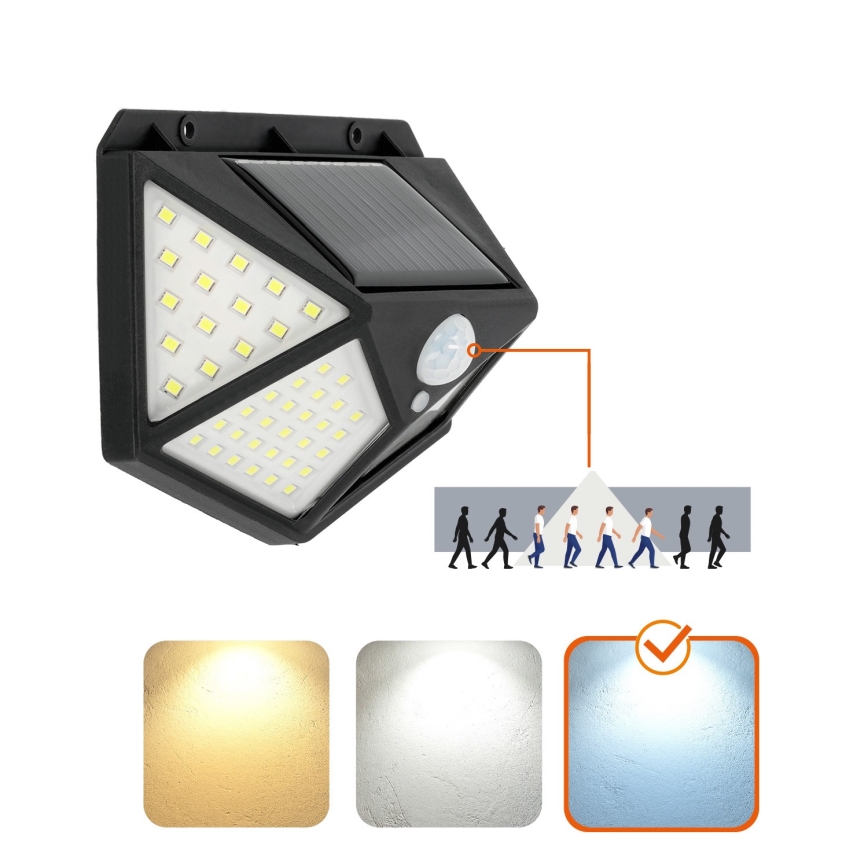 Applique murale solaire avec détecteur LED/1W/3,7V 6500K IP44