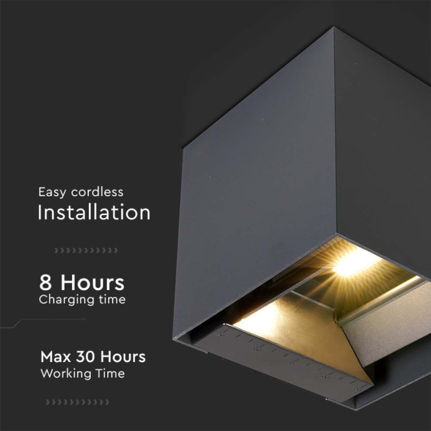 Applique murale solaire avec détecteur LED/3W/3,7V IP65 4000K 2600 mAh noir