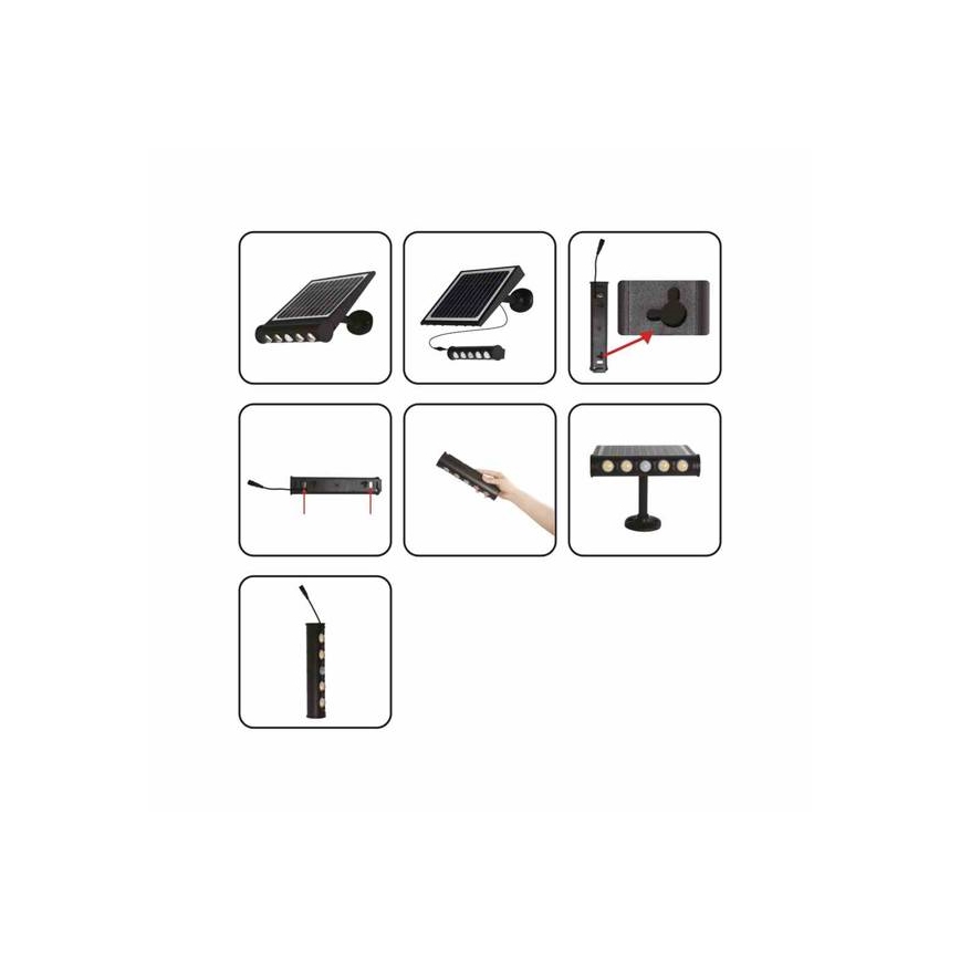 Applique murale solaire avec détecteur LED/8W/3,7V 4000 mAh 4000K IP65
