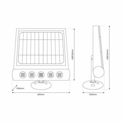 Applique murale solaire avec détecteur LED/8W/3,7V 4000 mAh 4000K IP65