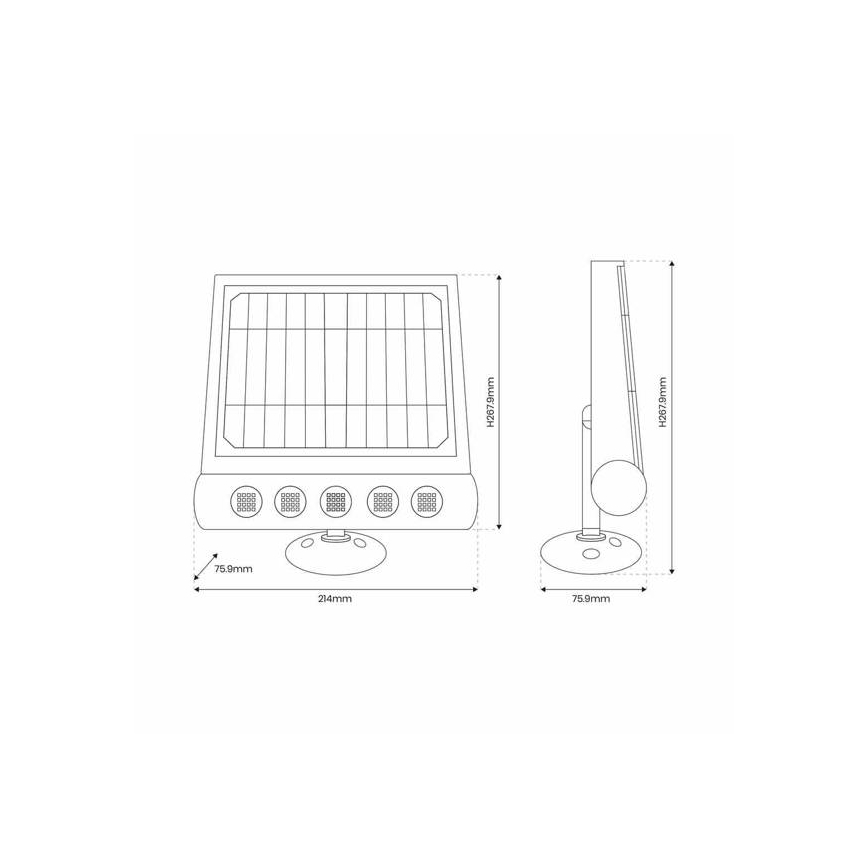 Applique murale solaire avec détecteur LED/8W/3,7V 4000 mAh 4000K IP65