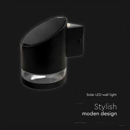 Applique murale solaire extérieur LED/1W/3,7V 3000K IP54 1200 mAh noir