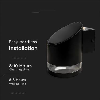 Applique murale solaire extérieur LED/1W/3,7V 3000K IP54 1200 mAh noir