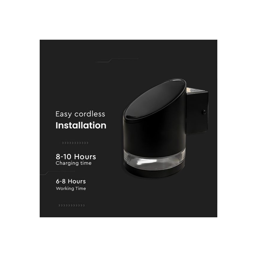 Applique murale solaire extérieur LED/1W/3,7V 3000K IP54 1200 mAh noir