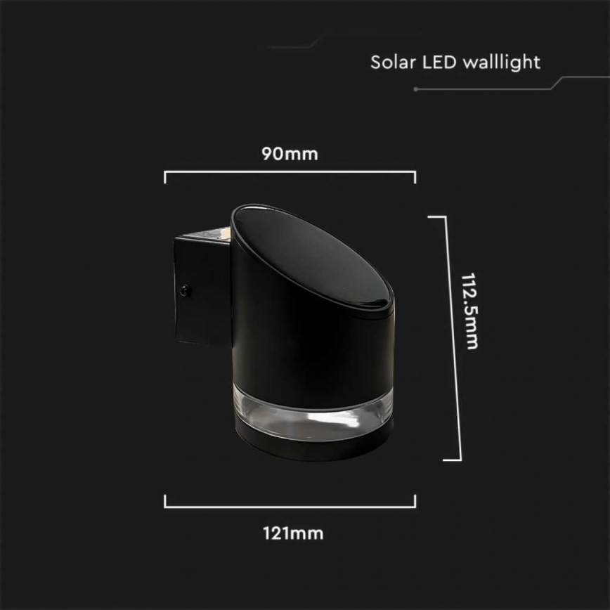 Applique murale solaire extérieur LED/1W/3,7V 3000K IP54 1200 mAh noir