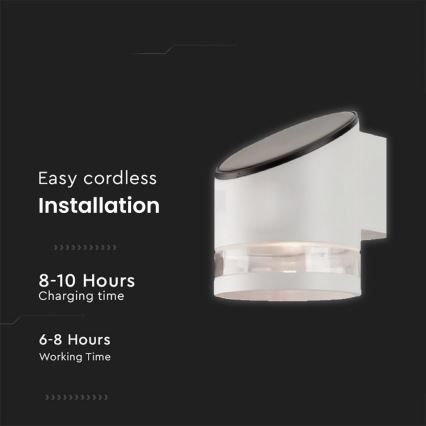 Applique murale solaire extérieur LED/1W/3,7V 3000K IP54 blanc