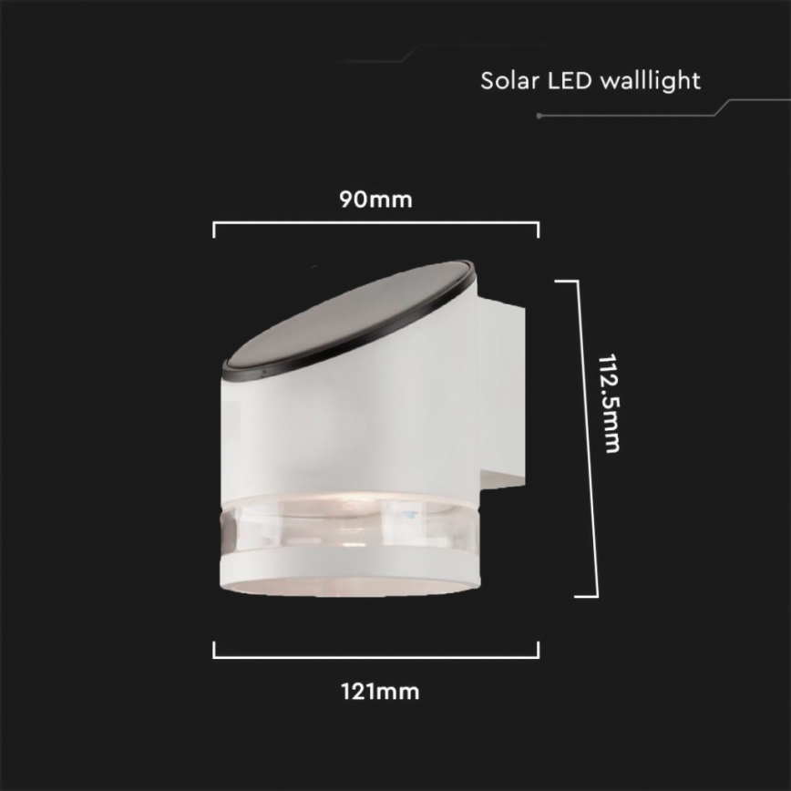 Applique murale solaire extérieur LED/1W/3,7V 3000K IP54 blanc