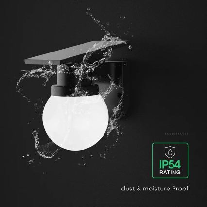 Applique solaire LED/3,7V 3000/4000/6400K IP54 1800 mAh noire + télécommande