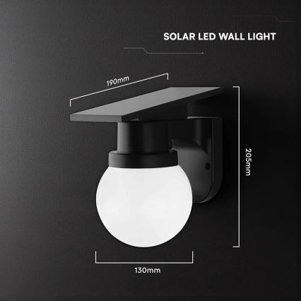 Applique solaire LED/3,7V 3000/4000/6400K IP54 1800 mAh noire + télécommande