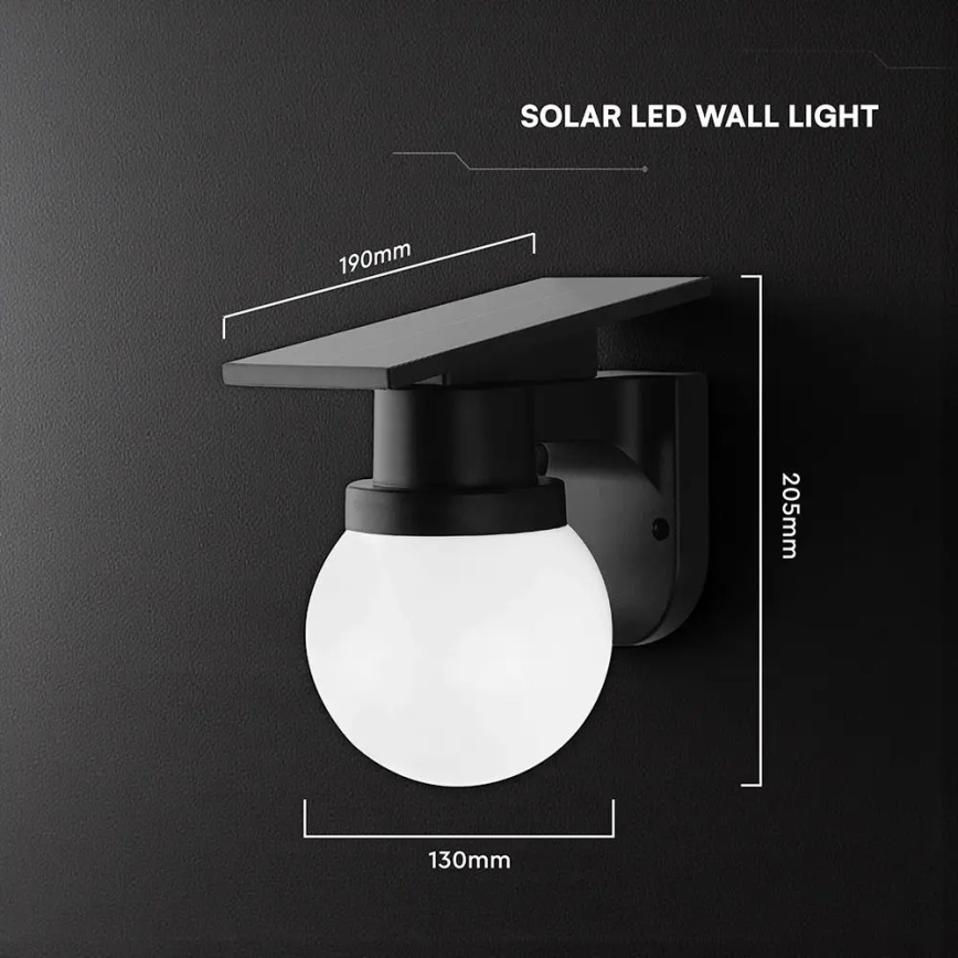 Applique solaire LED/3,7V 3000/4000/6400K IP54 1800 mAh noire + télécommande