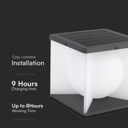 Applique murale solaire LED/8W/3,7V IP65 3000K à intensité variable + télécommande