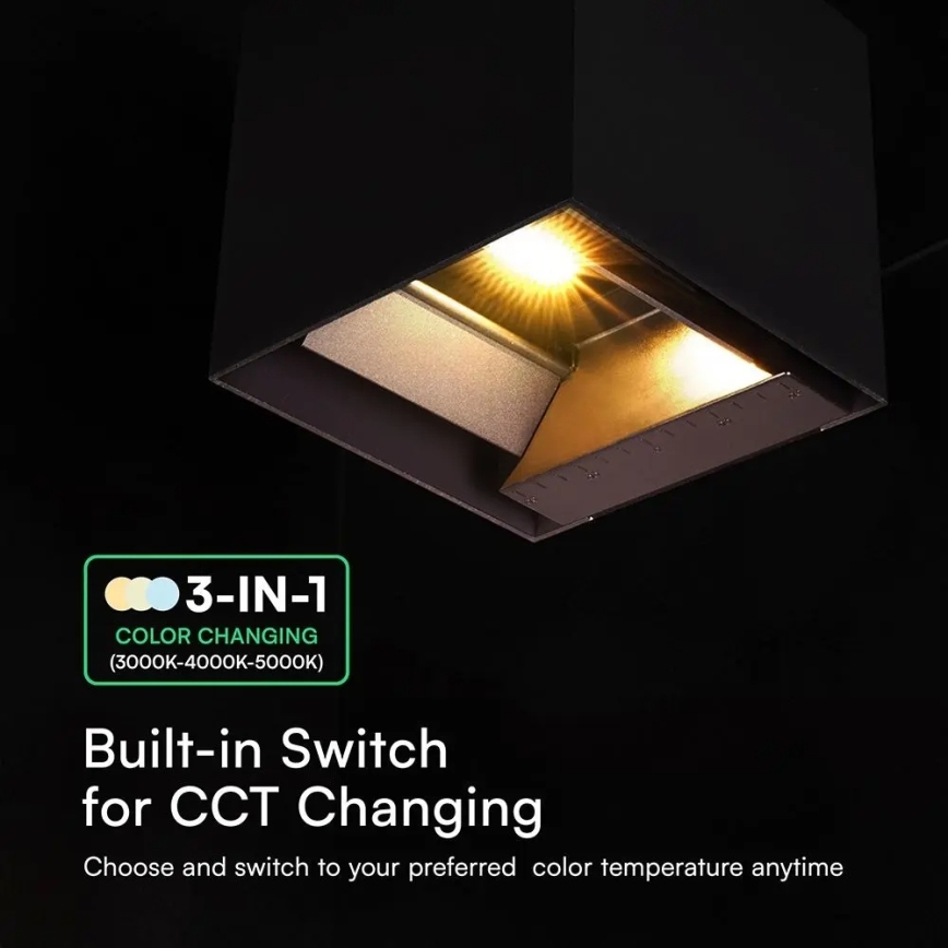 Applique murale solaire LED avec capteur LED/9W/3,7V 3000/4000/5000K IP65 2600 mAh noire