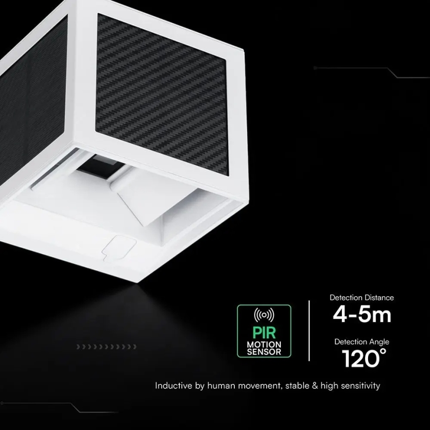 Applique murale solaire LED avec capteur LED/9W/3,7V 3000/4000/6000K IP65 2600 mAh blanc