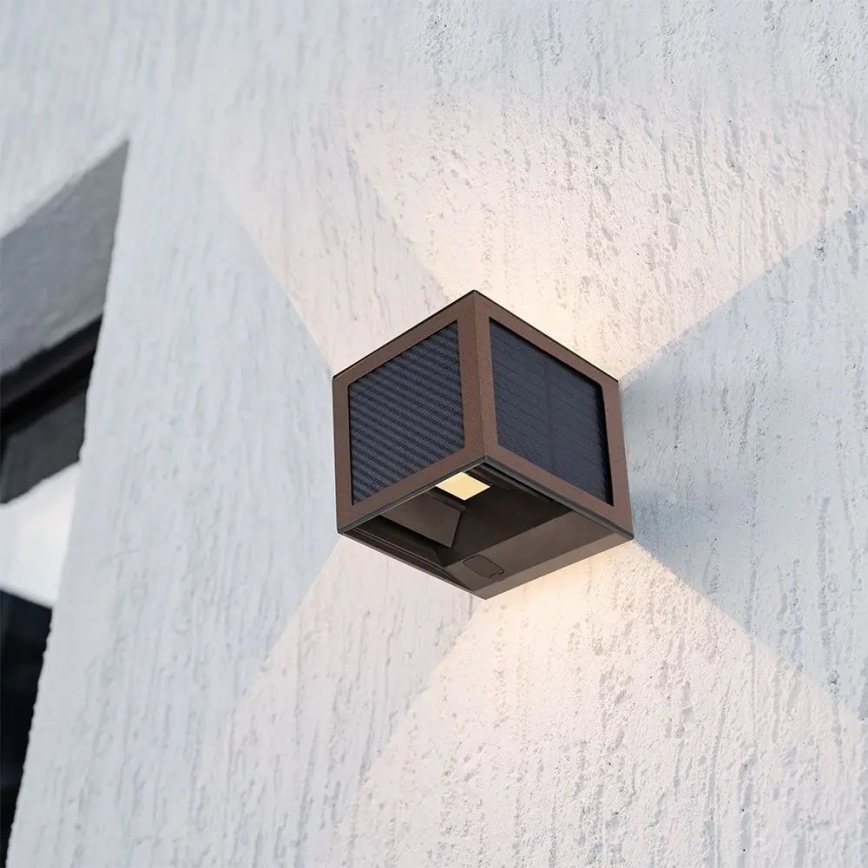 Applique murale solaire LED avec capteur LED/9W/3,7V 3000/4000/6000K IP65 2600 mAh marron