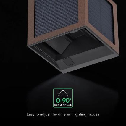 Applique murale solaire LED avec capteur LED/9W/3,7V 3000/4000/6000K IP65 2600 mAh marron