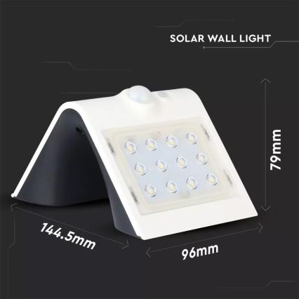 Applique murale solaire LED avec détecteur LED/1.5W/3,7V IP65