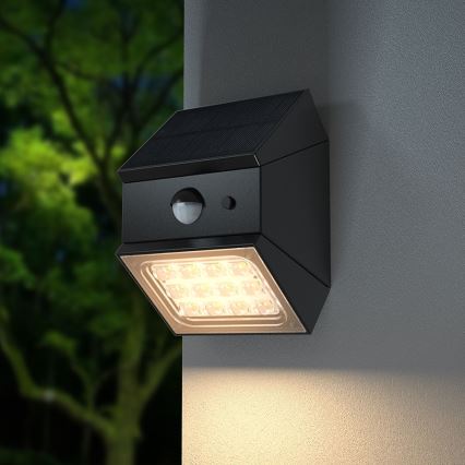 Applique solaire murale à LED avec détecteur LED/2,5W/3,7V 3000/4000/6000K IP65 1200 mAh noire