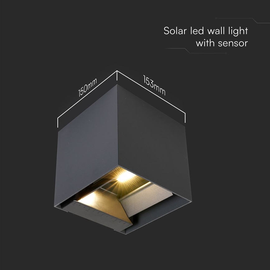Applique murale solaire LED avec détecteur LED/9W/5V 3000/4000/5000K IP65 2600 mAh anthracite
