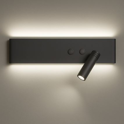 Applique murale spot RESORT LED/10W/230V + LED/3W, noire, côté droit