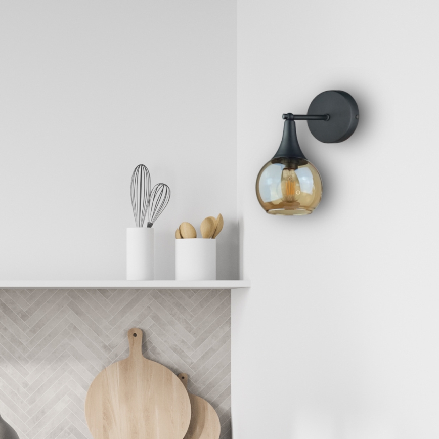 Applique murale STAR 1xE27/60W/230V noir/fumé beige