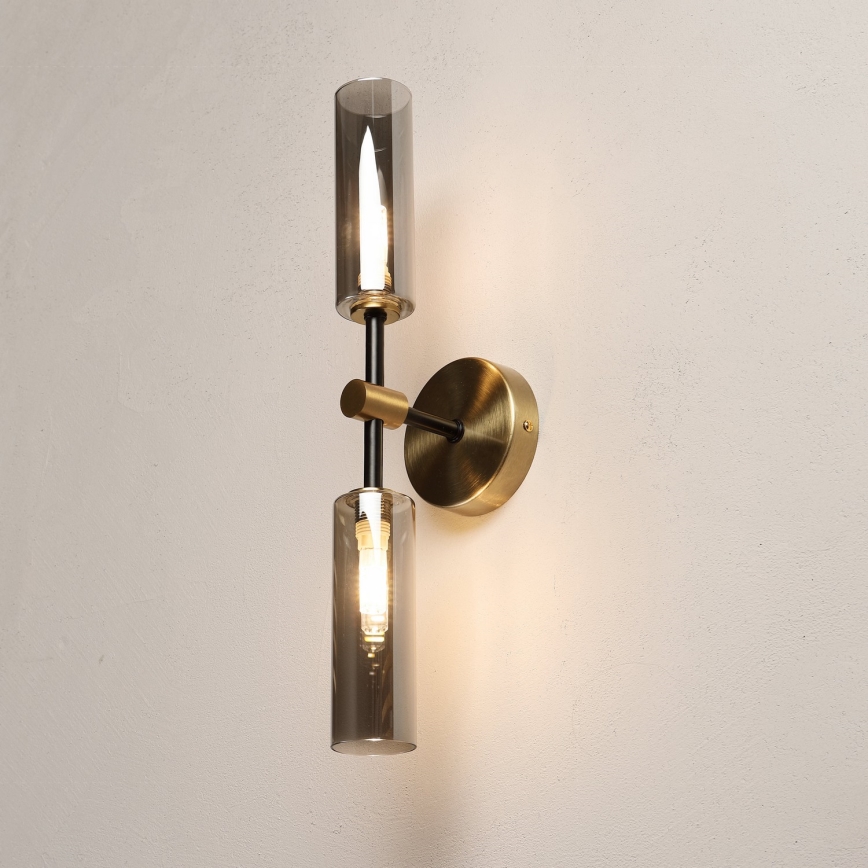 Applique murale TESSA 2xG9/8W/230V laiton/noir fumé