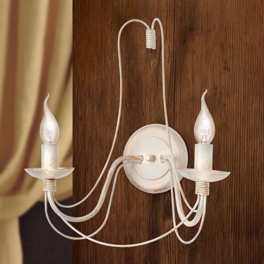 Applique murale VELA 2xE14/40W/230V blanc/doré/patine