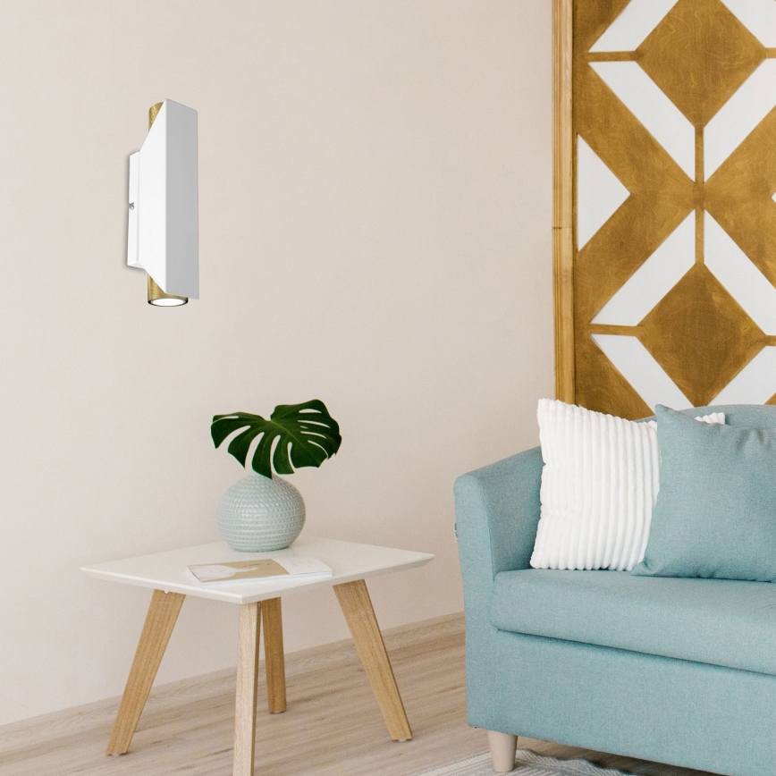 Applique murale WALL 2xGU10/8W/230V blanc/laiton