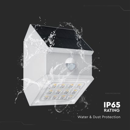 Applique solaire murale LED à capteur LED/2,5W/3,7V 3000/4000/6000K IP65 1200 mAh blanc