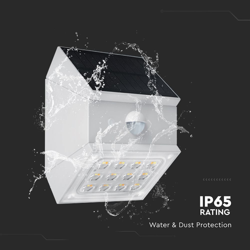 Applique solaire murale LED à capteur LED/2,5W/3,7V 3000/4000/6000K IP65 1200 mAh blanc