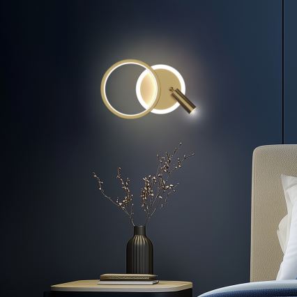 Applique spot mural LED MONET LED/15W/230V, finition dorée