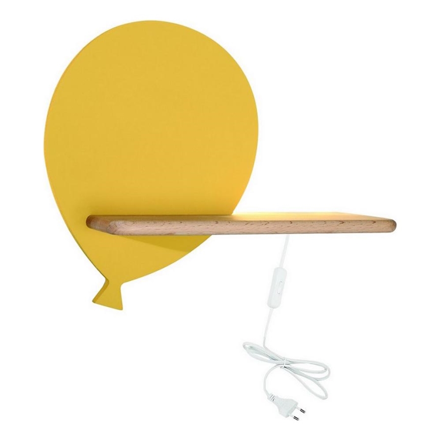 Appllique murale étagère enfant BALLOON LED/4W/230V jaune/bois