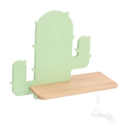 Appllique murale étagère enfant CACTUS LED/4W/230V vert/bois