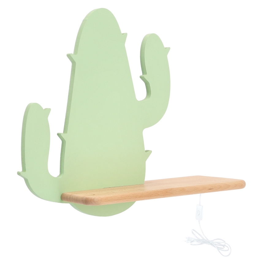 Appllique murale étagère enfant CACTUS LED/4W/230V vert/bois